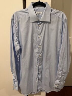 Eton Pale Blue Spread Collar Dress Shirt
